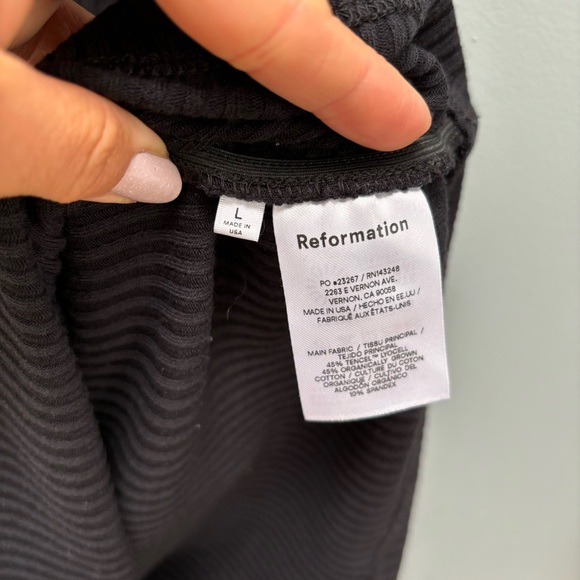 Reformation Maly Dress Ribbed Knit Ruched Sides Mini L - Picture 7 of 7